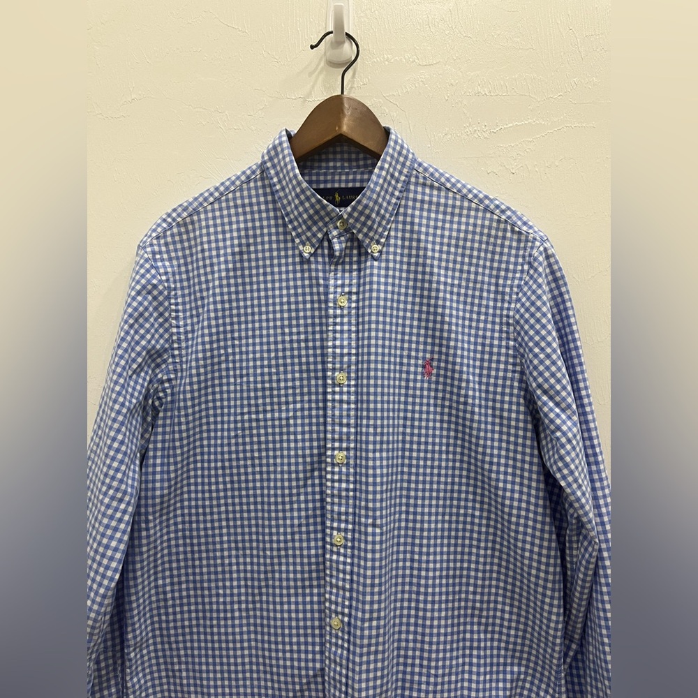 Ralph Lauren Blue and White Plaid Checkered Shirt Size‎ L/G - Picture 3 of 8